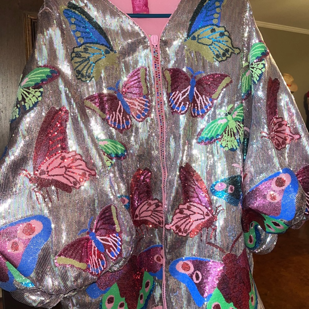Queen of Sparkles Colorful Sequin Butterfly Tunic/Mini Dress